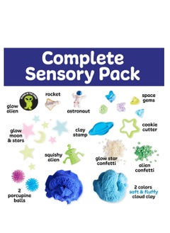 Creativity for Kids Creativity for Kids Sensory Pack Outer Space, Includes fluffy cloud clays, porcupine balls, glow moon and stars, space gems, confetti, and more, Interactive Outer Space-Themed Sensory Kit  - Image 2