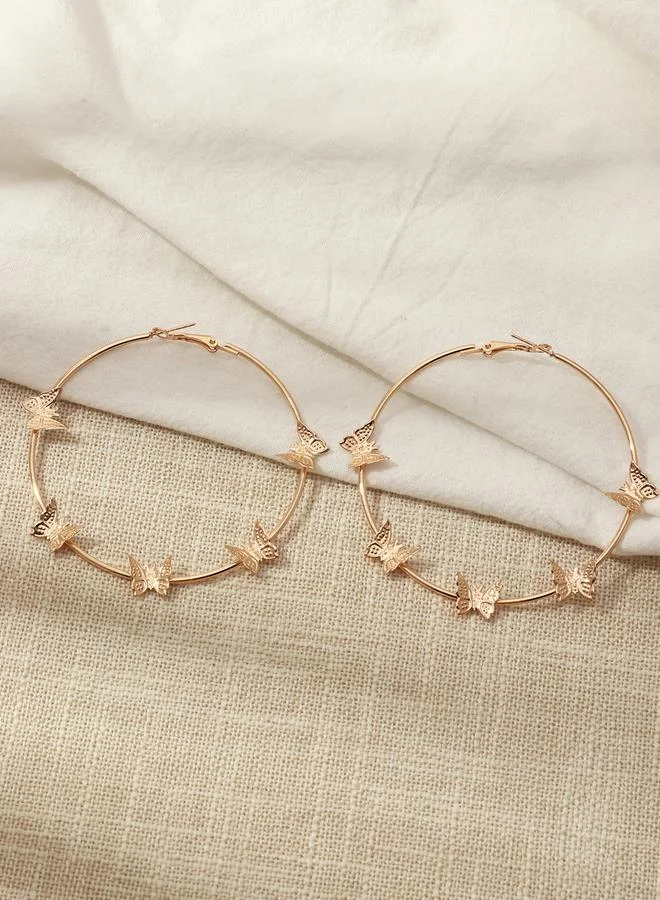 Take Two Gold Butterfly Big Hoop Earring