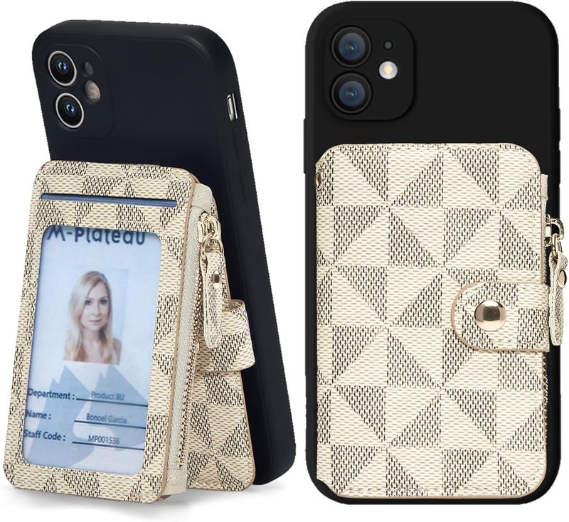 M-Plateau Phone Wallet Stick On, Credit Card Holder for Women Attachable 3M Sticker,Phone Card Holder Compatible with iphone 15 pro case and Most Smartphones (off White) - Image 1