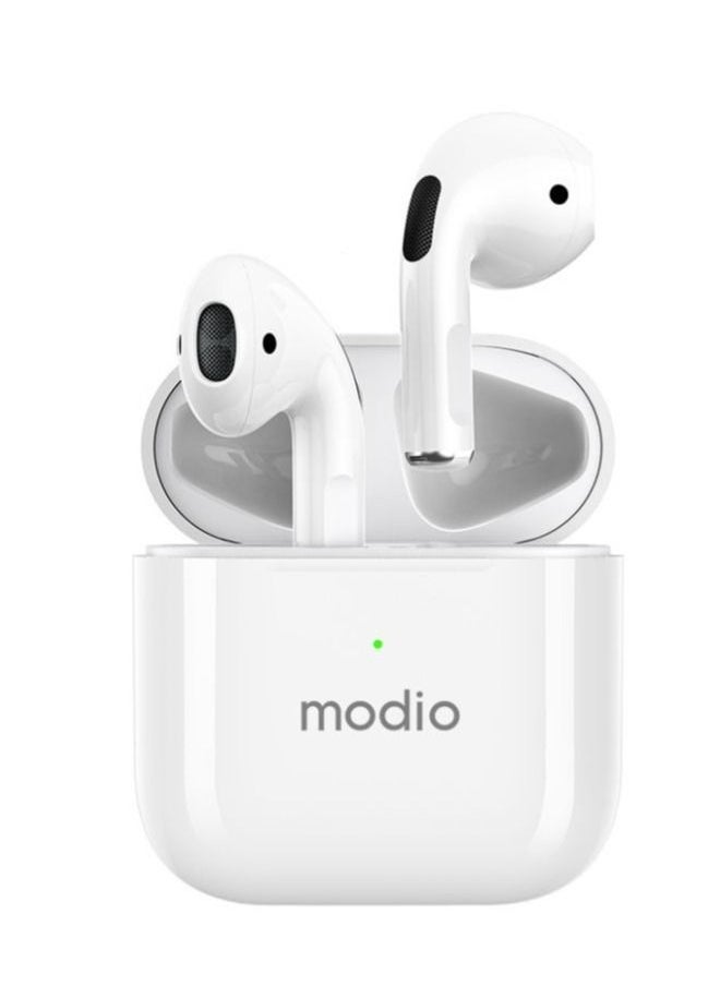 modio - ME4 True Wireless Stereo (TWS) Bluetooth Earbuds with Charging Case – In-Ear Headset with HD Sound, Touch Controls, Noise Isolation, Built-in Mic & Bluetooth 5.3 – Lightweight, Compact Design Compatible with Android & iOS for Music, Calls & More - Image 1