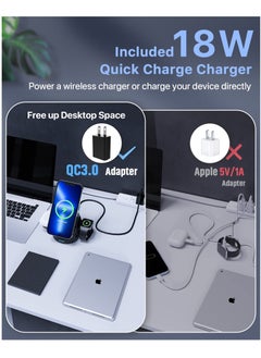 Excefore Magnetic Wireless Charger, 3 in 1 Foldable Wireless Charger Station, 15W Fast Charging Dock Stand for MagSafe iPhone 14/13/13 Pro/13 Pro Max/12 mini/12/12 Pro/iWatch 6/5/4/3/2/Airpods 2/Pro  - Image 4