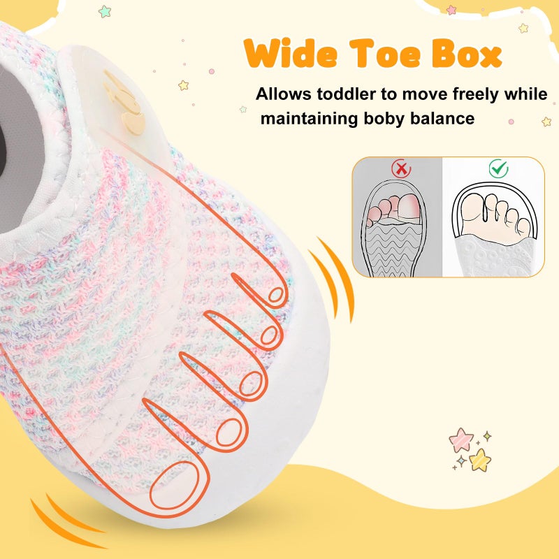 FEETCITY Baby First Walking Shoes Girls Boys Wide Infant Shoes Baby Slip On Sneakers Lightweight Barefoot Crib Shoe - Image 5