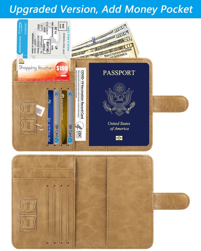 PASCACOO Passport Holder Cover Wallet RFID Blocking Leather Card Case Travel Accessories for Women Men (#Brown) - Image 4