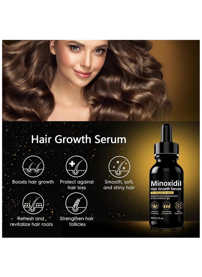 LUNOON 5% Minoxidil Hair Growth Serum for Men With Biotin & Panthenol, Men Beard Growth with Biotin and Minoxidil Extract Serum for Hair Loss, Thinning and Faster Regrowth Treatment  - Image 2