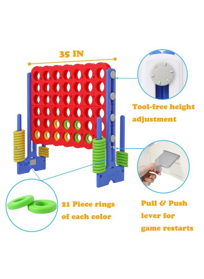 SDADI Height Adjustable Giant 4 in A Row Game, Jumbo 4-to-Score Game for Teens and Adults - Indoor Outdoor Connect Game Set with Quick Release Slider, Orange - Image 4