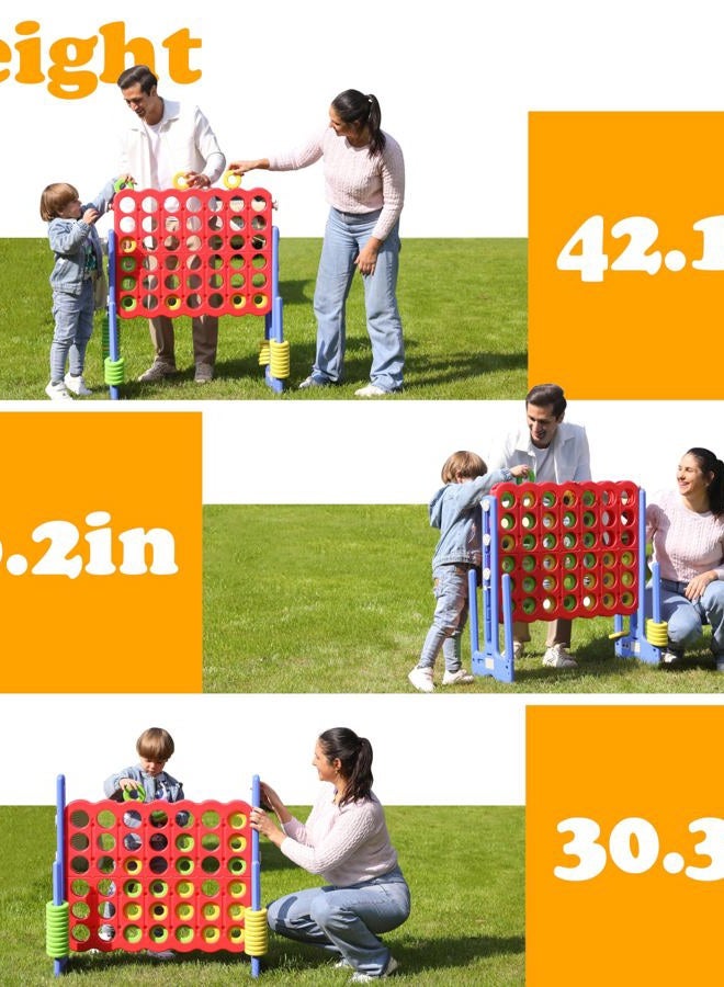 SDADI Height Adjustable Giant 4 in A Row Game, Jumbo 4-to-Score Game for Teens and Adults - Indoor Outdoor Connect Game Set with Quick Release Slider, Orange - Image 5