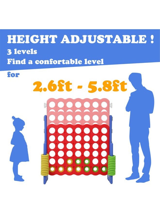 SDADI Height Adjustable Giant 4 in A Row Game, Jumbo 4-to-Score Game for Teens and Adults - Indoor Outdoor Connect Game Set with Quick Release Slider, Orange - Image 3