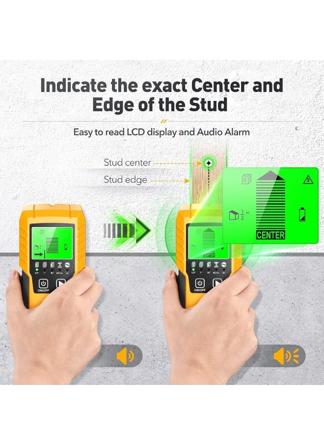 Stud Finder Wall Scanner Detector - 5 in 1 Electronic Wall Wood Metal Stud Locator Edge Center Sensor Beam for Live AC Wire Pipe Metal Lumber Joist Drywall Framing Detection