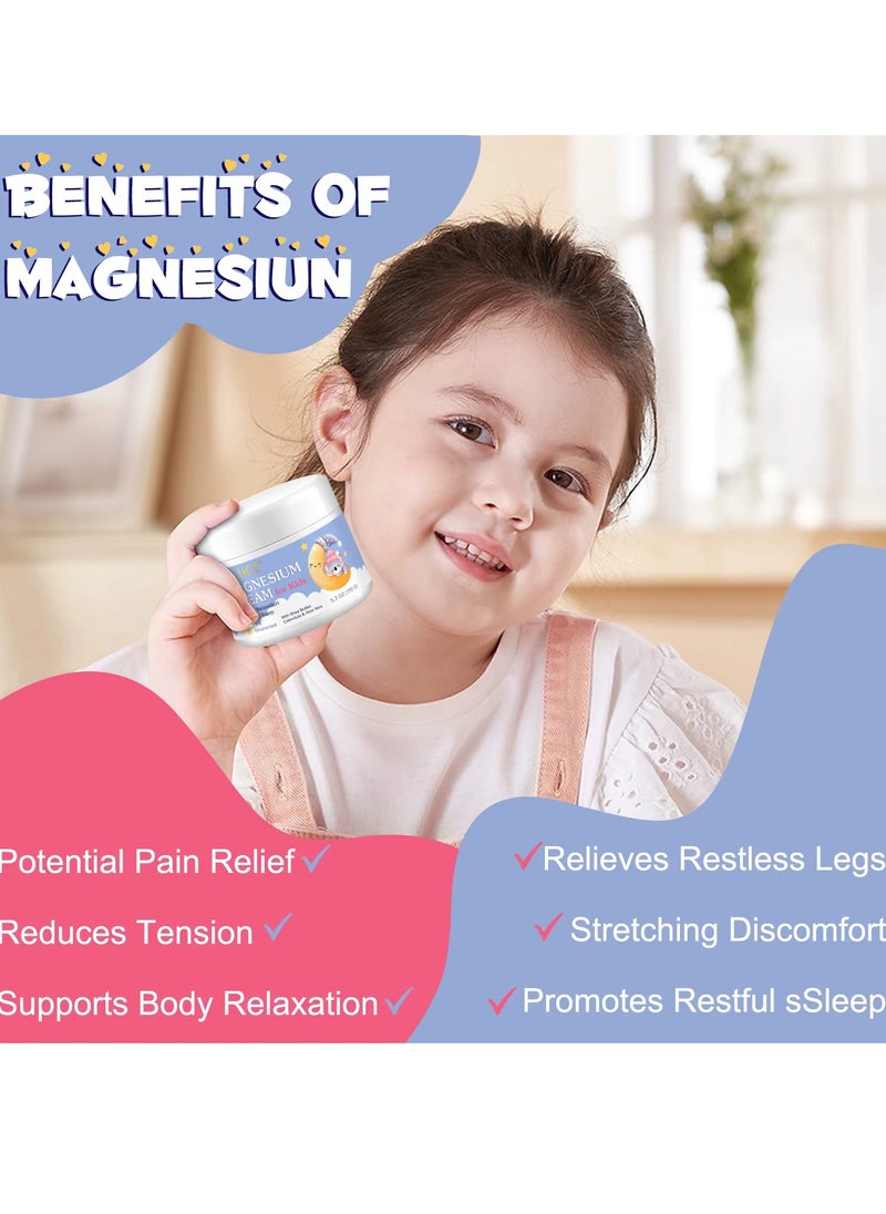 Yecuce 150g Magnesium Cream for Kids Organic Magnesium Cream for Legs Arms Chest Neck Wrist Thigh Natural Magnesium Body Lotion for Better Sleep Relief and Relaxation Pure Magnesium Body Cream  - Image 3