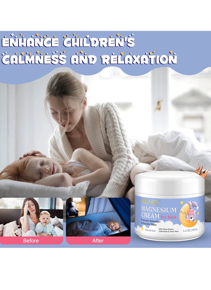 Yecuce 150g Magnesium Cream for Kids Organic Magnesium Cream for Legs Arms Chest Neck Wrist Thigh Natural Magnesium Body Lotion for Better Sleep Relief and Relaxation Pure Magnesium Body Cream  - Image 5