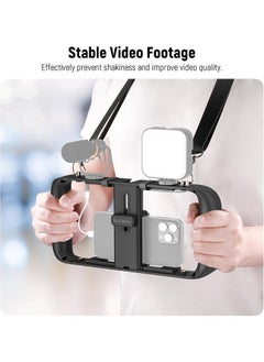 Neewer NEEWER PA025 Smartphone Video Rig with Mobile Phone Cord for Hanging, Phone Cage Phone Stabiliser Vlogging Cage with Accessory Shoe Tripod Mount for TikTok/YouTube, Compatible with iPhone Samsung  - Image 2