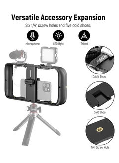 Neewer NEEWER PA025 Smartphone Video Rig with Mobile Phone Cord for Hanging, Phone Cage Phone Stabiliser Vlogging Cage with Accessory Shoe Tripod Mount for TikTok/YouTube, Compatible with iPhone Samsung  - Image 4