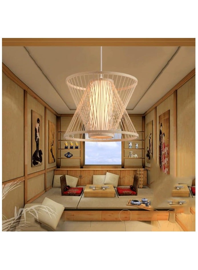 Modern Japanese-Style Pendant Light, White Geometric Design, Restaurant Dining Room Ceiling Lamp,(Bulb Not Included) - Image 1