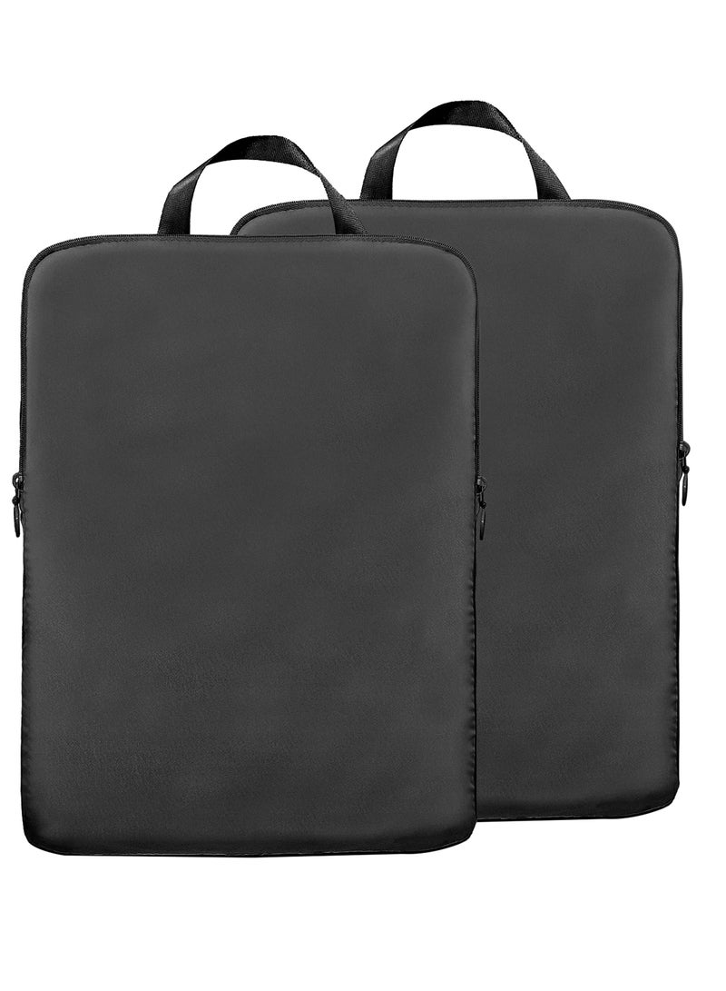 Excefore Compression Packing Cubes for Travel, 2 Pack Expandable Storage Bag, Ultralight Luggage Packing Organizers Compression Cubes for Suitcases Backpack, black - Image 1