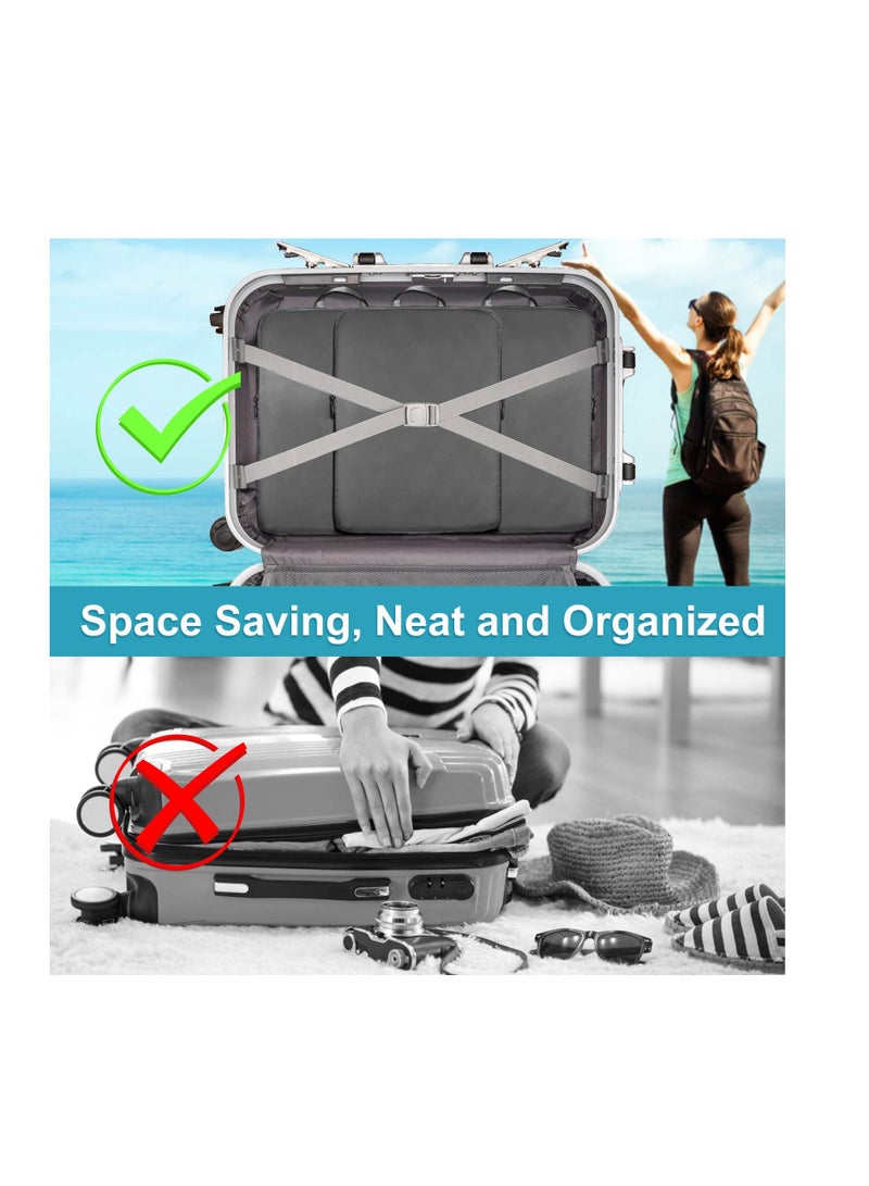 Excefore Compression Packing Cubes for Travel, 2 Pack Expandable Storage Bag, Ultralight Luggage Packing Organizers Compression Cubes for Suitcases Backpack, black - Image 5