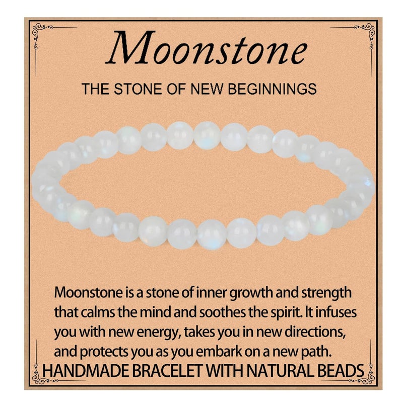 LPBeads Handmade Natural Gemstone Stretch Elastic 4mm Moonstone Bracelet Healing Crystal Round Stone Beads Jewelry Gifts for Women Men - Image 1