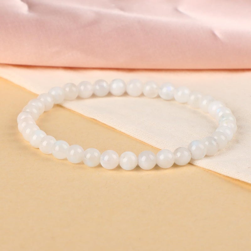 LPBeads Handmade Natural Gemstone Stretch Elastic 4mm Moonstone Bracelet Healing Crystal Round Stone Beads Jewelry Gifts for Women Men - Image 3
