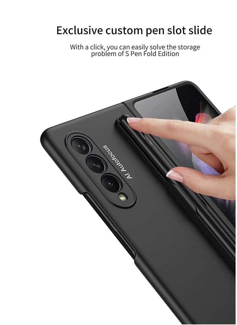 Case for Samsung Fold 3, Slim PC Fold 3 Case with Pen Holder, Ultra-Thin Designed for Samsung Galaxy Z Fold 3 5G Case