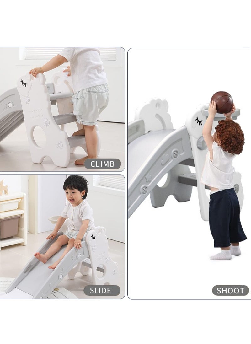 Glanfen Children's Slide Indoor Household Small Kids Slide for Toddlers Folding Indoor Freestanding Slide Easy Assemble Children Climber Playset Toy Climber Freestanding Toddler Slide Basketball Hoop  - Image 3