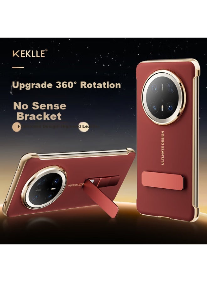 Keklle Rotating Stand Case For Huawei Mate 70 Pro, Ultra-thin Shockproof Cover With Rotating Stand Leather Case - Ruby Red - Image 2