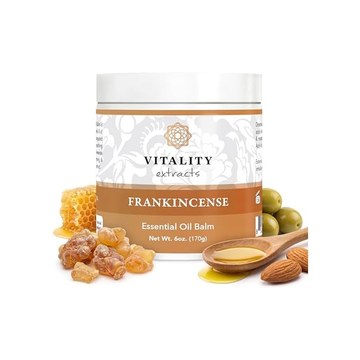 Vitality Extracts Frankincense Balm - 6oz, Boswellia Serrata, Beeswax, Olive Oil, Moisturizer for Dry, Cracked Skin, All Skin Types