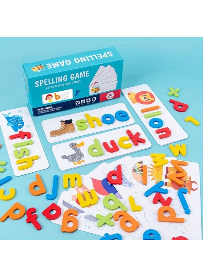 Word Puzzle Game Alphabet Exploration Set for Preschoolers Spelling Practice Activity Cards Fine Motor Skills - Image 1