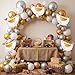 LaRandom 108 Pcs Chicken Party Decorations Farm Animals Hen Balloon Arch Garland Kit White Silver Gold Foil Latex Balloons for Chicken Birthday Baby Shower Party Decorations Supplies - Image 2