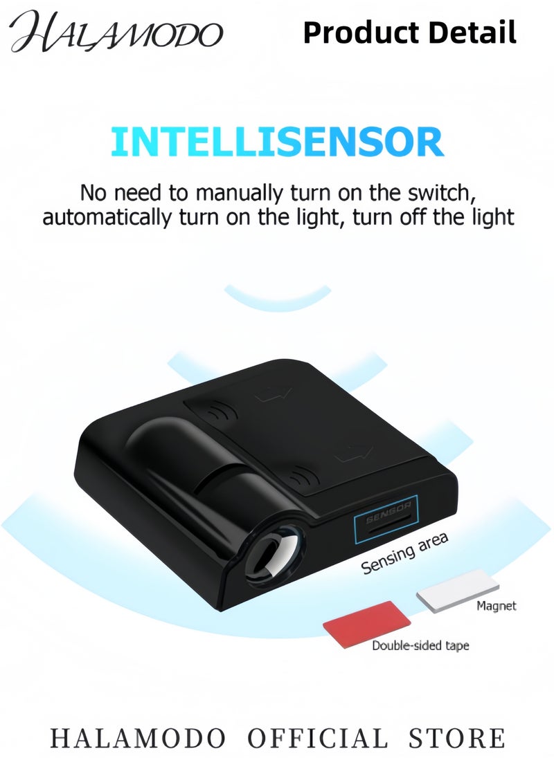 2PCS Car Door Lights Wireless LED Projector Car Door Paste Welcome Courtesy Light Magnet Door Light Universal Decorative Light Door Opening Light