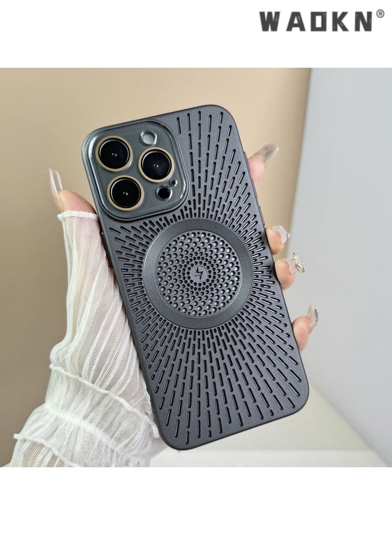 WAOKN Breathable iPhone 16 Pro Case with Heat Dissipation, Magnetic Charging Compatible, Provides Excellent Protection and Comfort, Easy Wireless Charging, Durable and Stylish Design - Image 4