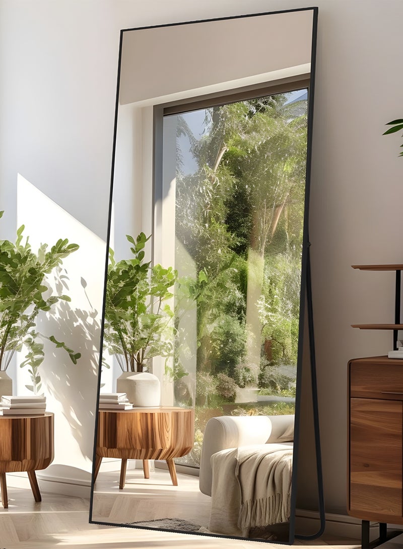 Taimi Large mirror with elegant design 160x50cm- Full length mirror with Black metal frame and back stand - Its wonderful design is suitable for living rooms, dressing rooms and bedrooms - Image 2