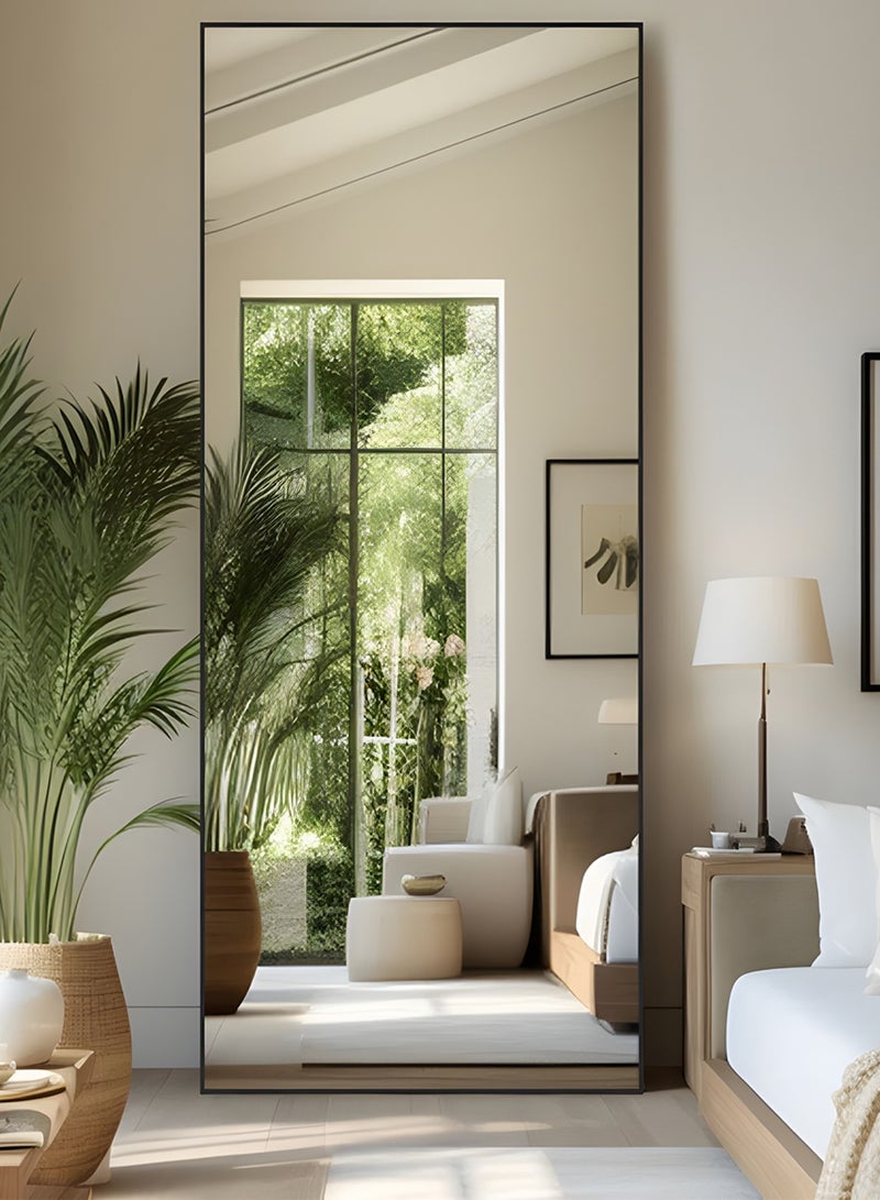 Taimi Large mirror with elegant design 160x50cm- Full length mirror with Black metal frame and back stand - Its wonderful design is suitable for living rooms, dressing rooms and bedrooms - Image 3