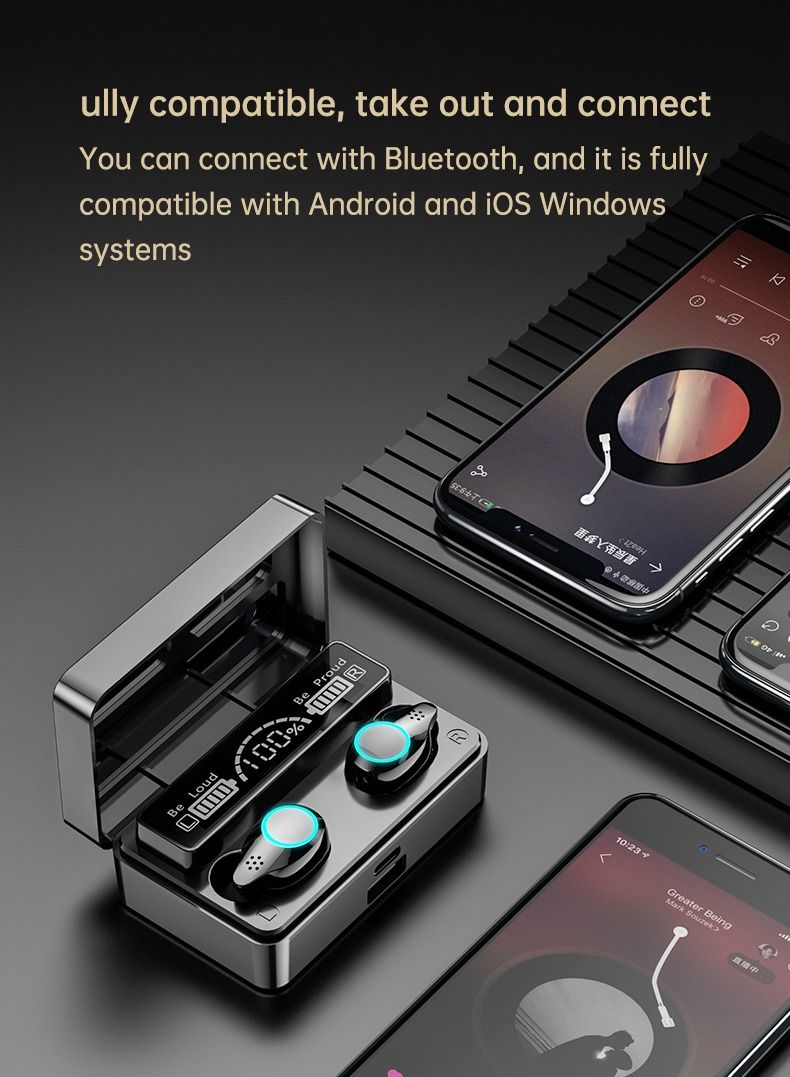 X3 B TWS BT 5.1 Wireless Touch Control Earphones With 2000mAh Magnetic Charging Case