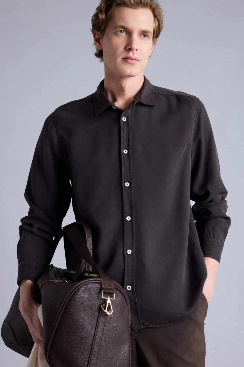 DeFacto Regular Fit Shirt Collar Sensual Long Sleeve Shirt