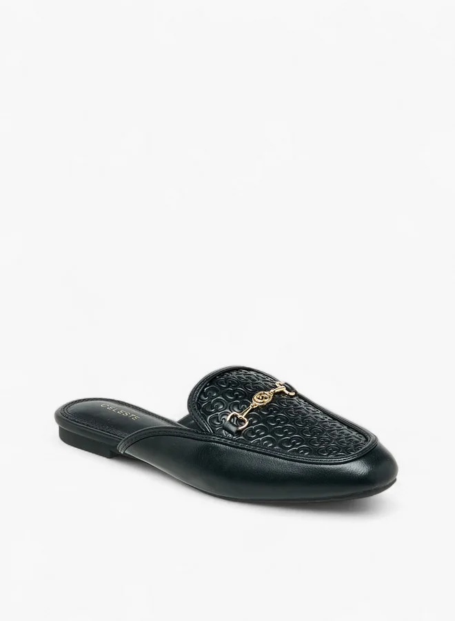 Celeste Women Monogram Embossed Mules