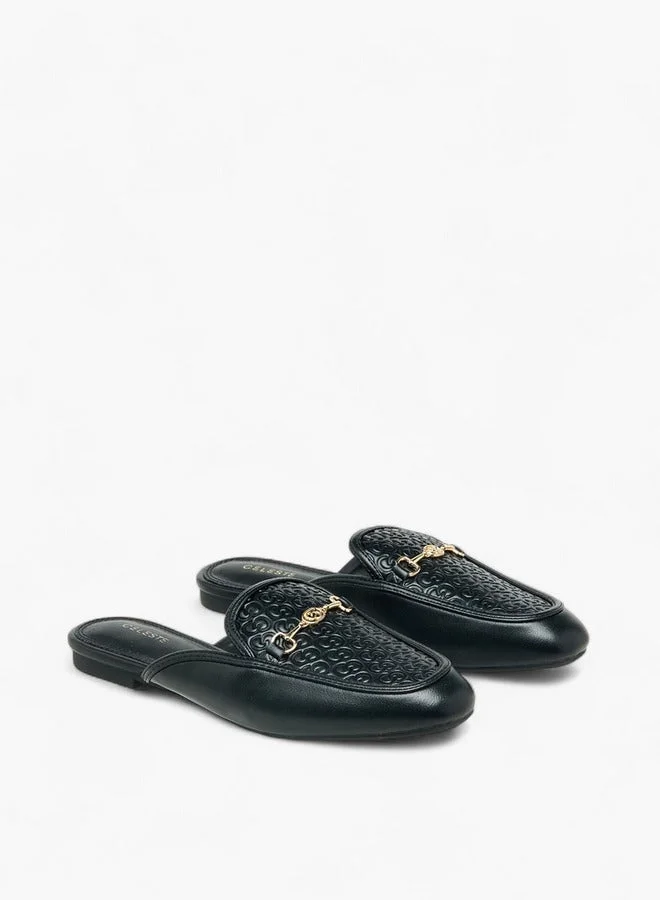 Celeste BLACK Women Monogram Embossed Mules for Women | Best Price UAE