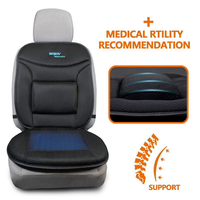 Sojoy Truck Seat Cushion with Firm Lumbar Support,Gel Seat Cushion with Upper Lower Back Support Pillow for Office,Car,Truck, Pain Relief Coccyx Seat Cushion - Image 3