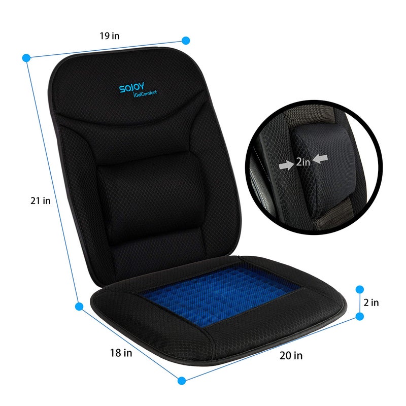 Sojoy Truck Seat Cushion with Firm Lumbar Support,Gel Seat Cushion with Upper Lower Back Support Pillow for Office,Car,Truck, Pain Relief Coccyx Seat Cushion - Image 2