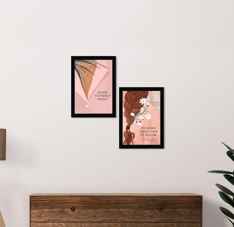 ArtX Paper Women Self Love Motivational Quotes Wall Frames, Inspiring Quotes For Home, Boho Office and Study Room Decor, Multicolor Framed Posters, A4, Set of 2 - Image 4