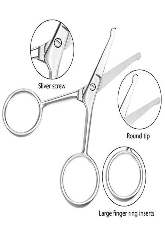 Mudder - Es Nose Hair Scissors Rounded Tip Scissors Facial Hair Scissors Stainless Steel Blunt Tip Scissor For Eyebrows, Nose, Moustache, Beard, Grooming (Silver) - Image 1