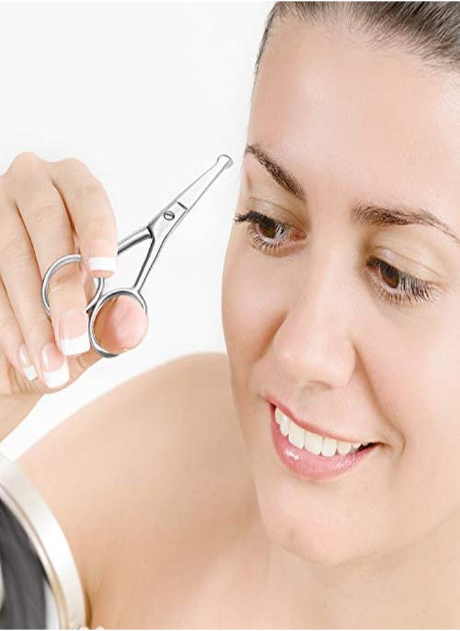 Mudder - Es Nose Hair Scissors Rounded Tip Scissors Facial Hair Scissors Stainless Steel Blunt Tip Scissor For Eyebrows, Nose, Moustache, Beard, Grooming (Silver) - Image 1