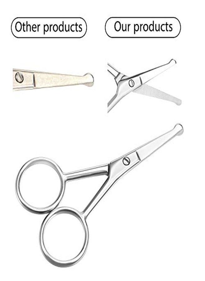 Mudder - Es Nose Hair Scissors Rounded Tip Scissors Facial Hair Scissors Stainless Steel Blunt Tip Scissor For Eyebrows, Nose, Moustache, Beard, Grooming (Silver) - Image 1