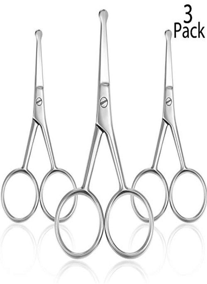 Mudder - Es Nose Hair Scissors Rounded Tip Scissors Facial Hair Scissors Stainless Steel Blunt Tip Scissor For Eyebrows, Nose, Moustache, Beard, Grooming (Silver) - Image 1