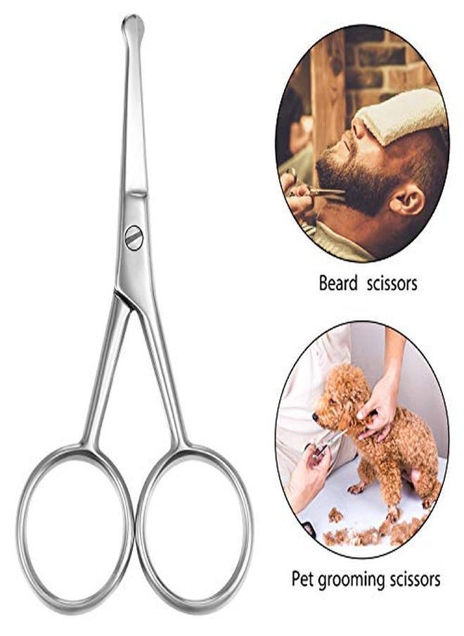 Mudder - Es Nose Hair Scissors Rounded Tip Scissors Facial Hair Scissors Stainless Steel Blunt Tip Scissor For Eyebrows, Nose, Moustache, Beard, Grooming (Silver) - Image 1