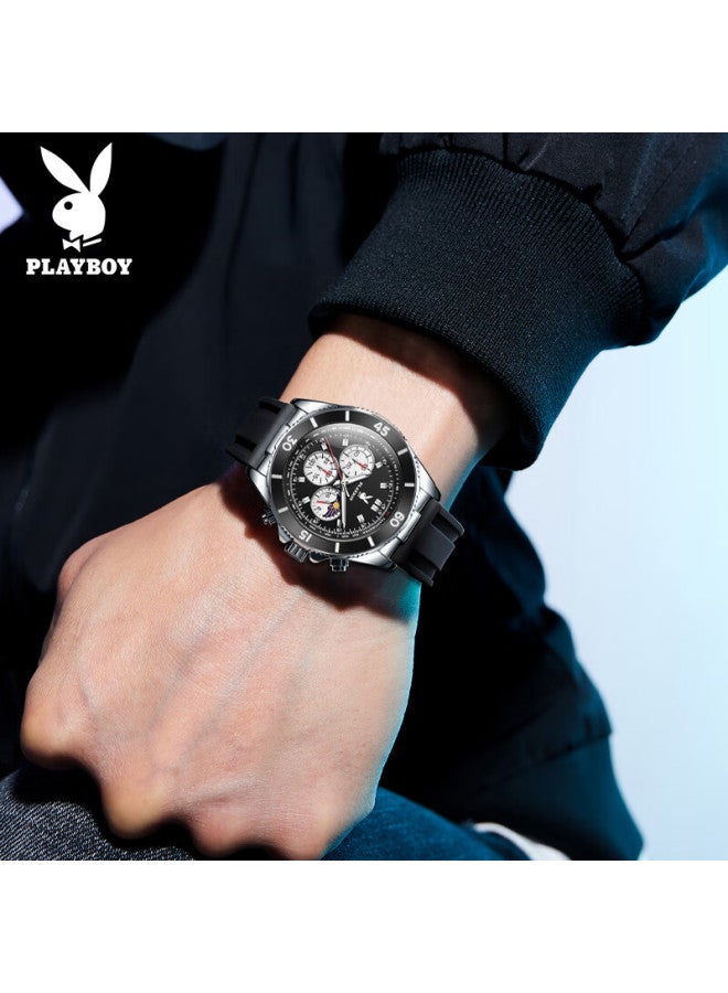 Playboy Men's Mechanical Style Luminous Waterproof Quartz Watch Multifunctional Student Brand National Watch Valentine's Day Gift - Image 2