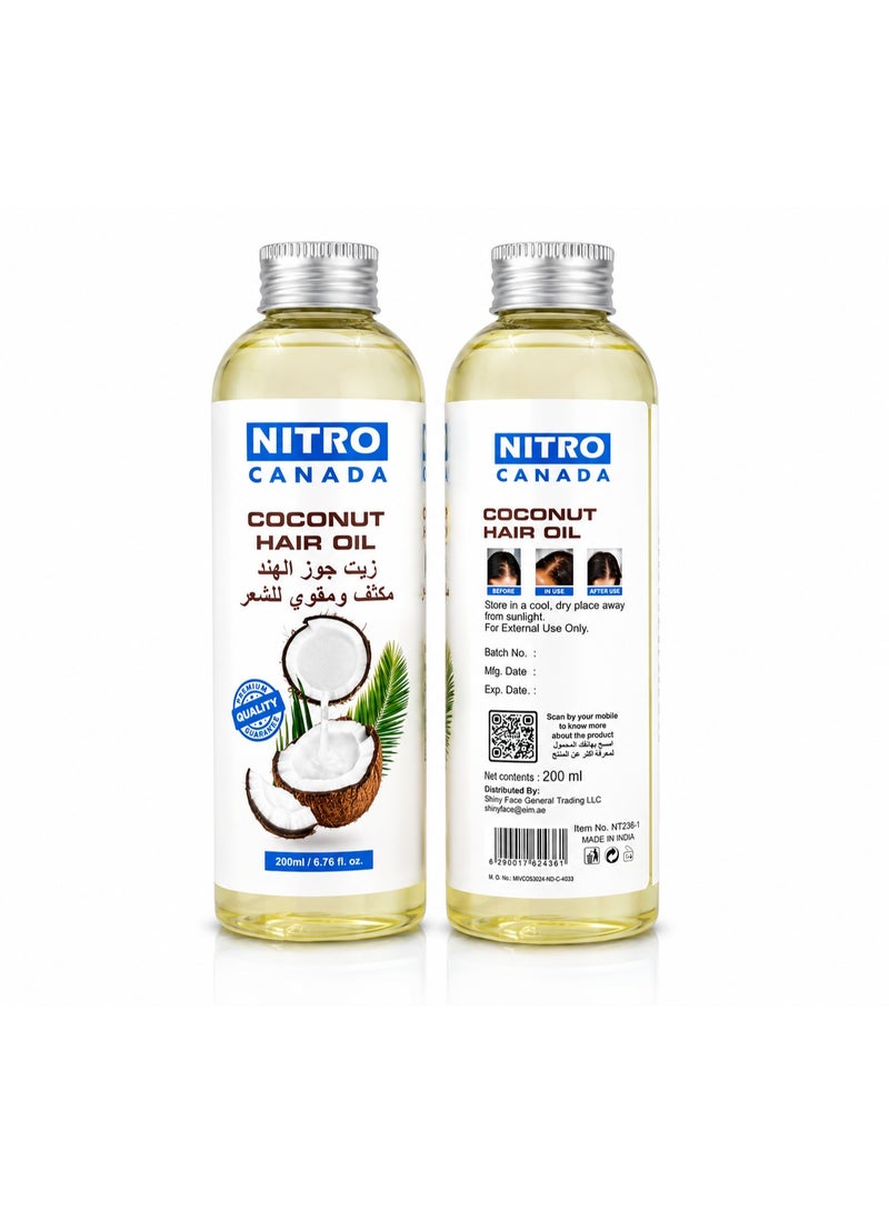 Nitro Canada Coconut Hair Oil with Multiple Natural Oils - 200ml - Image 1