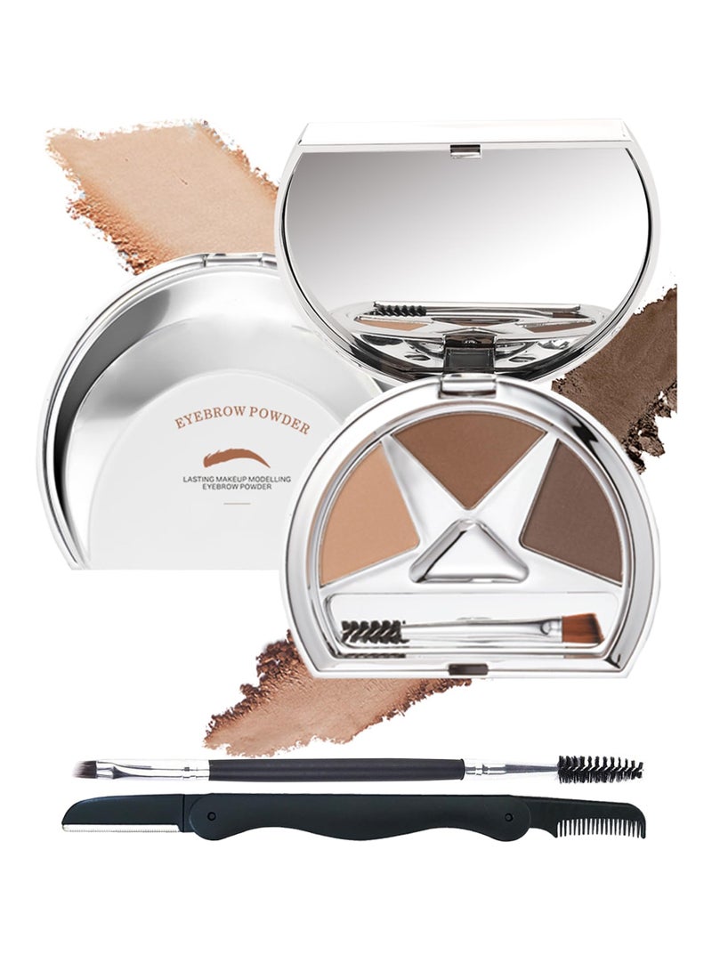 SYOSI Eyebrow Powder Makeup Kit, 3 Colors Eye Brow Powder Long-Lasting Waterproof, Tinted Eyebrow Powder Light Medium Dark Brown Brow Filler, With Mirror,Brow Tool-Set, for Women - Image 1