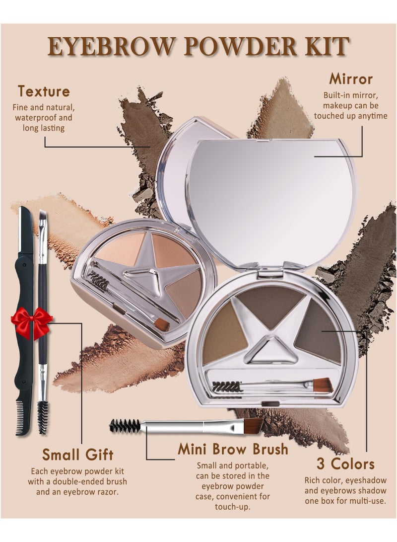 SYOSI Eyebrow Powder Makeup Kit, 3 Colors Eye Brow Powder Long-Lasting Waterproof, Tinted Eyebrow Powder Light Medium Dark Brown Brow Filler, With Mirror,Brow Tool-Set, for Women - Image 4