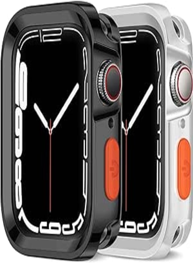 Next Next store 2 Pack Rugged Protective Case Compatible with iWatch Series 8/7 45mm Series 6/SE/5/4 44mm, Soft TPU Shockproof Anti-Drop Protective Cover (Black+Clear)