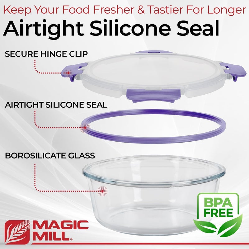 Magic Mill Glass Storage Containers With Lids Set  Ultimate 24pc Set with BPA Free Airtight Locking Lids for Lunch  Food Storage  Meal Prep  Fridge  Freezer  and Dishwasher Safe - Image 3