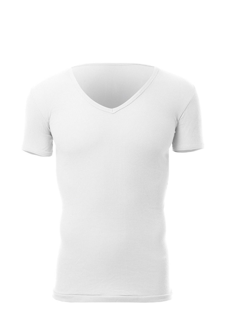 Cottonil Pack of 3 White Half Sleeve Undershirt V Neck Derby 100% Cotton for Men - Image 4